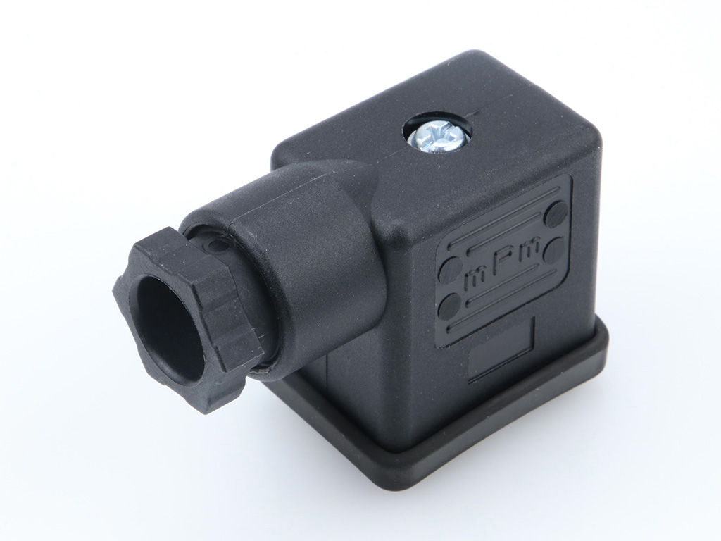 MOLEX 1210230122 mPm DIN Valve Connector, Form B-11mm, PG9 Internal Threads, 2 Pole, H12 Ground Position, Black, Nitrile Profile Gasket and Screw, Mounted, Bulk Packed