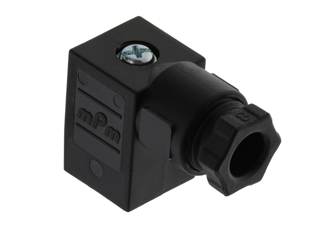 [1210230467] MOLEX 1210230467 mPm DIN Valve Connector, Form C-Micro-9.4mm, PG7 Internal Threads, 3 Pole, H6 Ground Position, Black, Nitrile Flat Gasket and Screw, Mounted, Bulk Pack