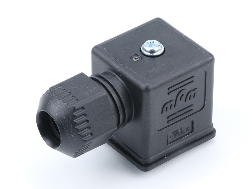 MOLEX 1212010032 mPm DIN Valve Connector, Form A-18mm, External Thread, 3 Pole Plus Ground Terminal, 250V AC/DC, Black, UL Integrated Nitrile Gasket, UL94-V0 Rated, Single Bag, Unmounted