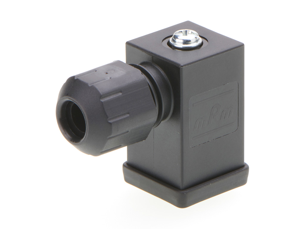 MOLEX 1212040010 mPm DIN Valve Connector, Form C-8mm, External Thread, 2 Pole Plus Ground Terminal, 250V AC/300V DC, Black, Nitrile Gasket, Bulk Pack, Mounted