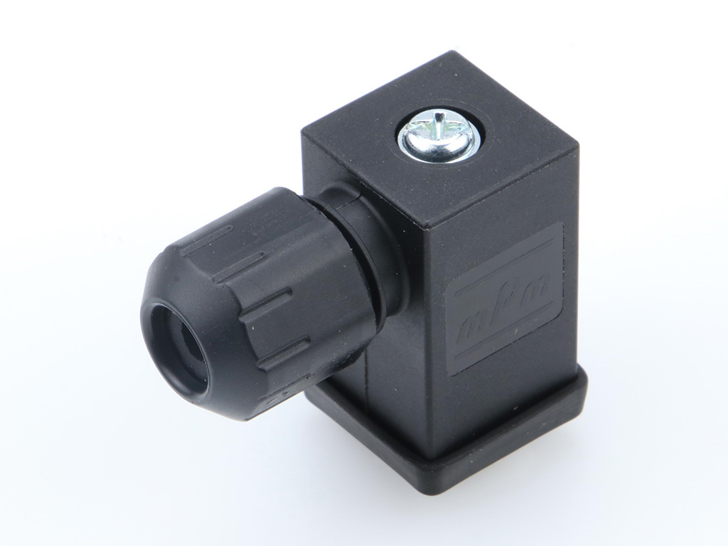 MOLEX 1212050012 mPm DIN Valve Connector, Form C-Micro 9.4mm, External Thread, 2 Pole Plus Ground Terminal, 250V AC/DC, Black, Nitrile Gasket, Bulk Pack, Mounted