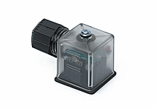 MOLEX 1212070099 mPm DIN Valve Connector, Form A-18mm, External Threads, 2 Pole Plus Ground with C4 Circuit, 24V, Green LED, Transparent, Nitrile Gasket