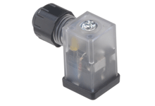 MOLEX 1212100007 mPm DIN Valve Connector, Form C-8mm, External Threads, 2 Pole Plus Ground with A1 Circuit, 24V, Green LED, Transparent, Nitrile Gasket