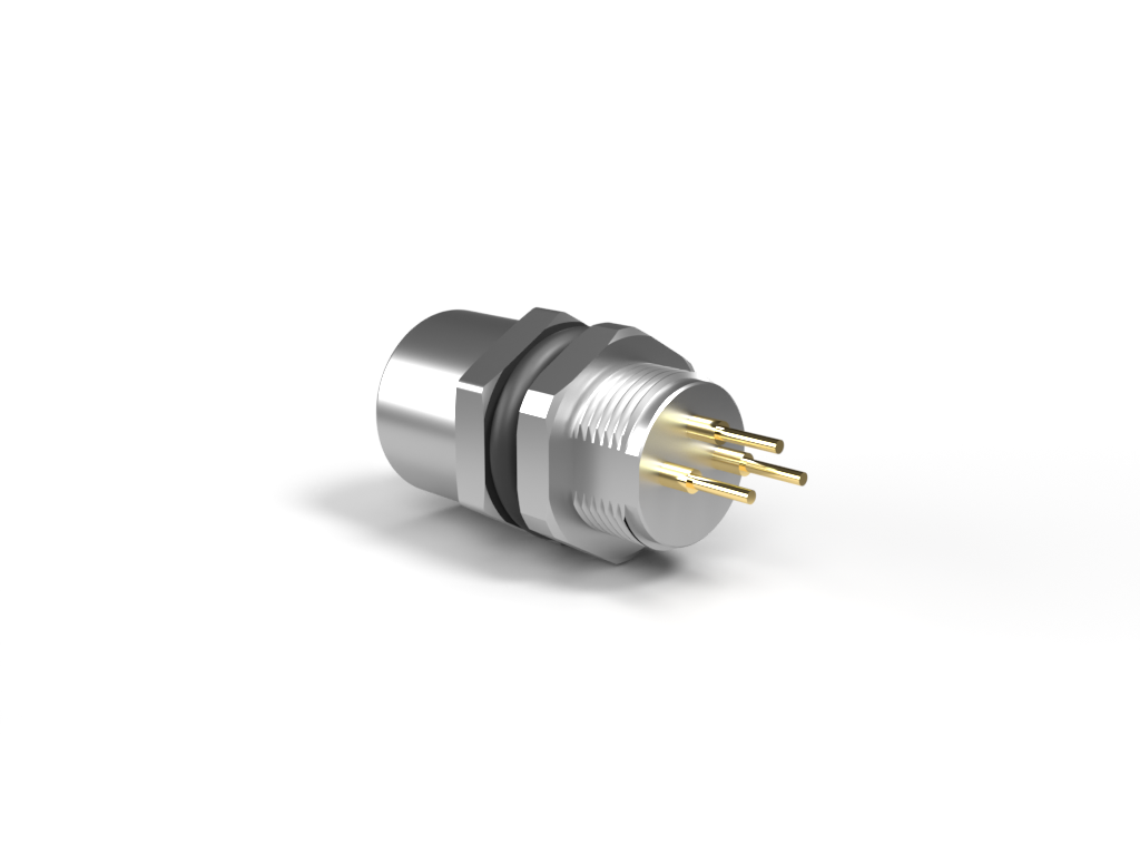 [M8A-08SSFR] EUROCONN M8A-08SSFR M8 NAARAS LIITIN A-KOODAUS PIIRILEVYLLE ASENNUS EDESTÄ ASENNUSRUUVI M10x0.75 8-napainen