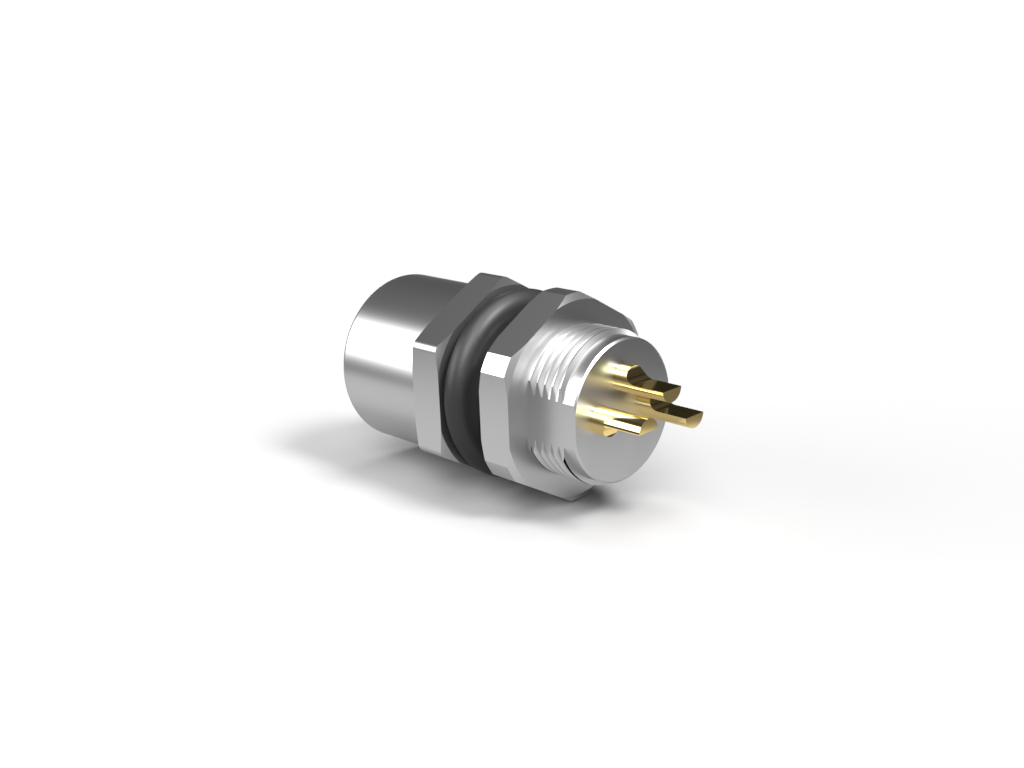 EUROCONN M8A-03SLFR M8 NAARAS LIITIN A-KOODAUS JUOTETTAVA ASENNUS EDESTÄ ASENNUSRUUVI M10x0.75 3-napainen