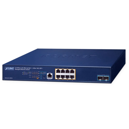 PLANET MGS-6311-8P2X L3 8-portttinen 2.5GBASE-T 802.3at PoE + 2-porttinen 10GBASE-X SFP+ hallittava Ethernet-kytkin