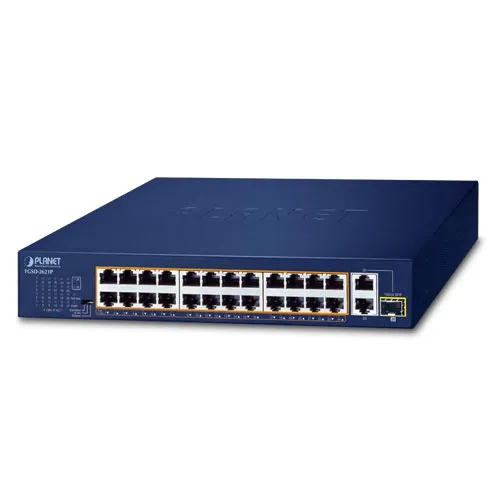 PLANET FGSD-2621P 24-porttinen 10/100TX 802.3at PoE + 2-porttinen 10/100/1000T + 1-porttinen jaettu 1000X SFP Pöytäkytkin 185W