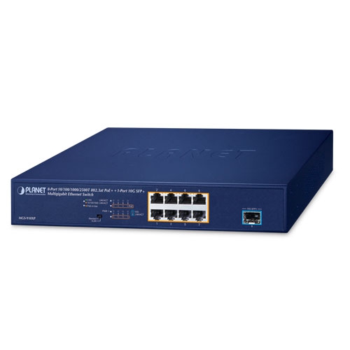 [MGS-910XP] PLANET MGS-910XP 8-porttinen 10/100/1000/2500T 802.3at PoE+ + 1-porttinen 10G SFP+ Multigigabit Ethernet-kytkin 120W