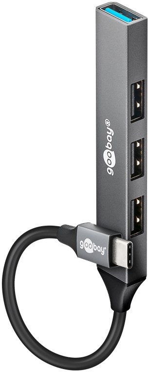 GOOBAY 74457 Slim 4-Port USB Hub USB-C to USB-A 5 Gbit/s
