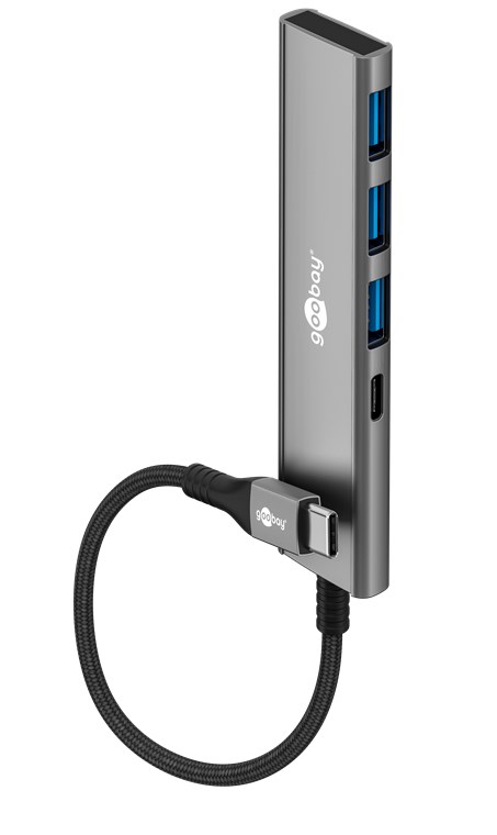 GOOBAY 76562 Slim 4-Port USB Hub USB-C to USB-C/USB-A 5 Gbit/s