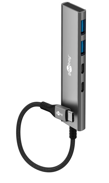 [76563] GOOBAY 76563 Slim 4-Port USB Hub USB-C to USB-C/USB-A 5 Gbit/s