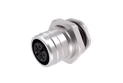 [1204040001] MOLEX 1204040001 Ultra-Lock 2.0 (M12) Receptacle, 4 Poles, Female (Straight) to Leads, A-Coded, Back Panel Mount, M16 Mounting Threads, 0.30m (11.81") Length