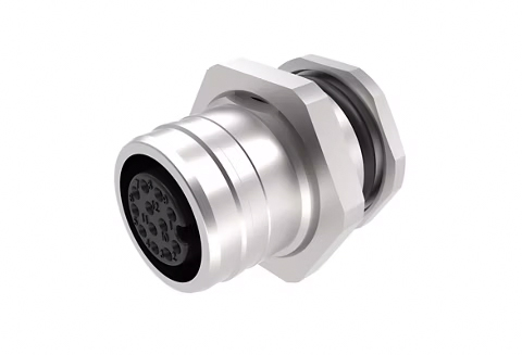 [1204040003] MOLEX 1204040003 Ultra-Lock 2.0 (M12) Receptacle, 8 Poles, Female (Straight) to Leads, A-Coded, Back Panel Mount, M16 Mounting Threads, 0.30m (11.81") Length