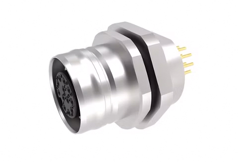 MOLEX 1204040019 Ultra-Lock 2.0 (M12) Receptacle, 12 Poles, Female (Straight), A-Coded, Front Panel Mount, PG9 Mounting Threads, PCB Pins