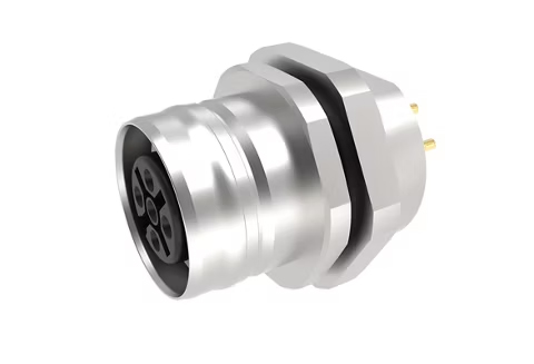 MOLEX 1204040026 Ultra-Lock 2.0 (M12) Receptacle, 4 Poles, Female (Straight), A-Coded, Front Panel Mount, M16 Mounting Threads, PCB Pins