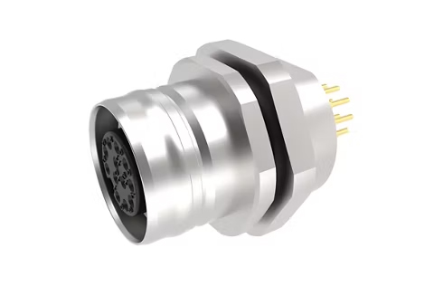 [1204040029] MOLEX 1204040029 Ultra-Lock 2.0 (M12) Receptacle, 12 Poles, Female (Straight), A-Coded, Front Panel Mount, M16 Mounting Threads, PCB Pins