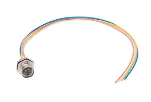 MOLEX 1204063002 Ultra-Lock 2.0 (M12) Receptacle, 4 Poles, Female (Straight) to Leads, D-Coded, Front Panel Mount, PG9 Mounting Threads, 0.30m (11.81") Length