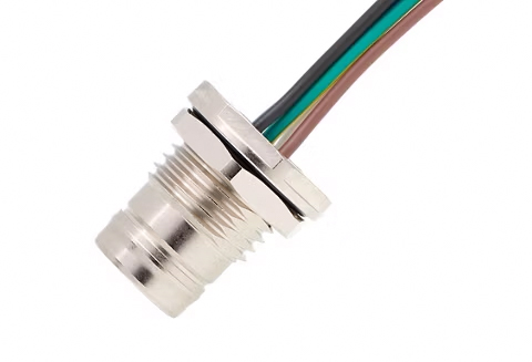 [1204063004] MOLEX 1204063004 Ultra-Lock 2.0 (M12) Receptacle, 4 Poles, Female (Straight) to Leads, D-Coded, Back Panel Mount, M16 Mounting Threads, 0.50m (1.64') Length