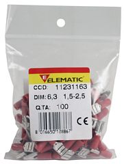 ELEMATIC 11231163 - LATTALIITIN PUNAINEN 6.35x0.8mm NAARAS 100kpl