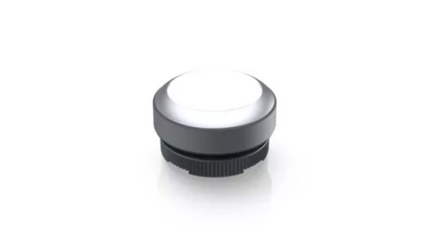 [1.30.270.021/2200] RAFI 1.30.270.021/2200 RAFIX 22 FS+ Valaistu painikekytkin - flat bezel, round collar, momentary contact function, frontring metallic silver, bezel white