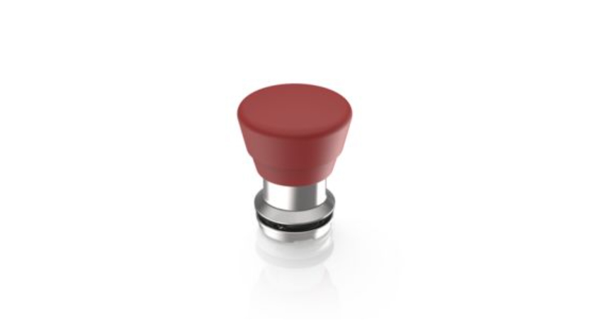 [1.30.283.601/0300] RAFI 1.30.283.601/0300 RAFIX 22 FSR Hätäseis-painike - round collar, plastic mushroom head, reset by pulling