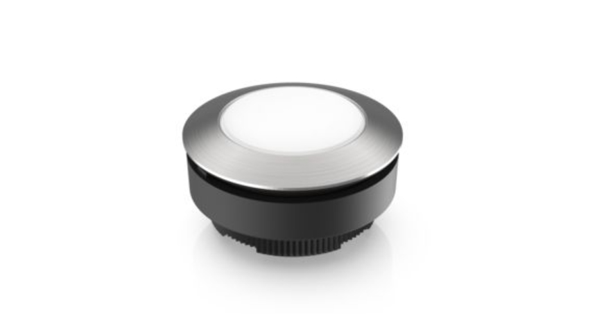 RAFI 1.30.290.021/2200 RAFIX 30 FS+ Valaistu painikekytkin - round collar, momentary contact function, frontring stainless steel, bezel white