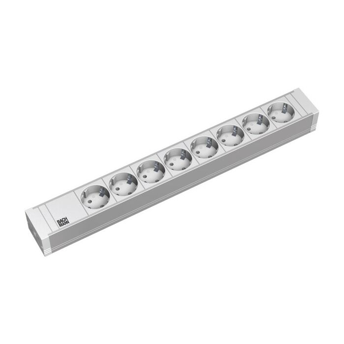 [333.601] BACHMANN 333.601 Virtapaneeli 8 x Schuko-kiinnitettävä 2,0 m 1U harmaa, PVC