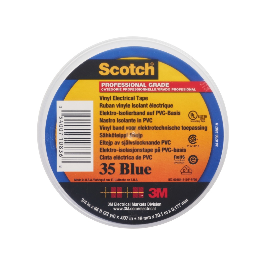 3M 35BA1920 Scotch® Vinyyli Sähköteippi 35, Sininen, 19 mm x 20 m