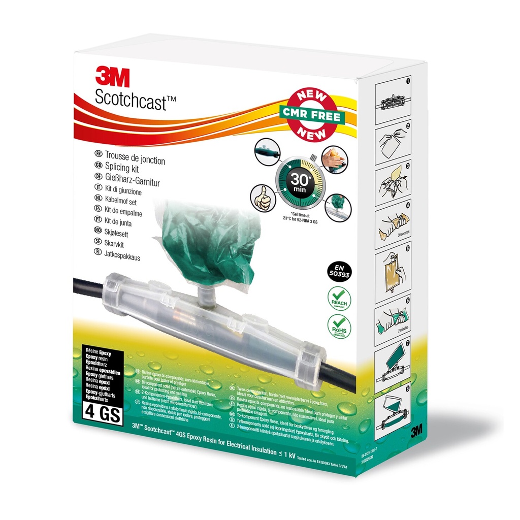 3M 92NBA3GS Scotchcast valujatkos 92-NBA GS, koko 3, 0.6/1 kV, 4x 16 - 25 / 5x 6 - 16 mm², 10/pakkaus