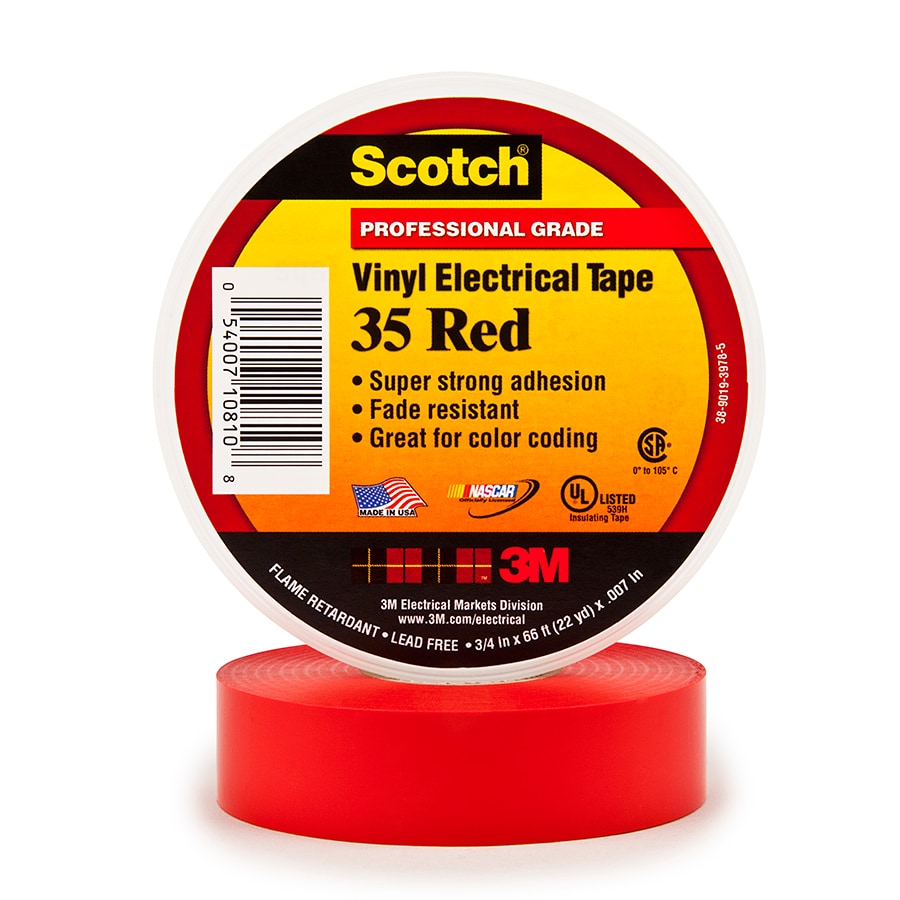 [7100238735] 3M E3519PU Scotch® Vinyylisähköteippi 35, Punainen, 19 mm x 20 m