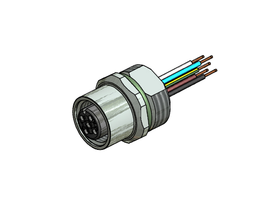 CONEC 43-01267 - M12 naarasliitin 5-napainen front mount M16 0,5mm2