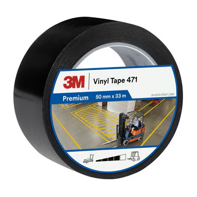 [7100260161] 3M 471 VINYYLITEIPPI, MUSTA, 50 mm x 33 m