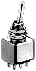 [5649AB] APEM 5649AB - Vipukytkin 2-napainen DPDT 5000-sarja ON-OFF-ON