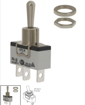[635H/2] Apem 635H/2 -Vipukytkin 1-napainen MOM / ON Terminointi Lattaliitin 6.35 mm
