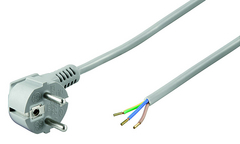 [50082] 801-2GY-KULMA - Virtajohto 2m 3 x 0,75mm2 Johtimet Kulma Schuko / Avoin - Harmaa