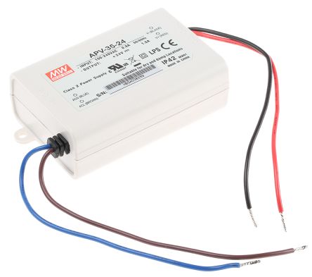 MEAN WELL APV-35-24 - Led Teholähde 35W 24Vdc 1.5A - Vakiojännite