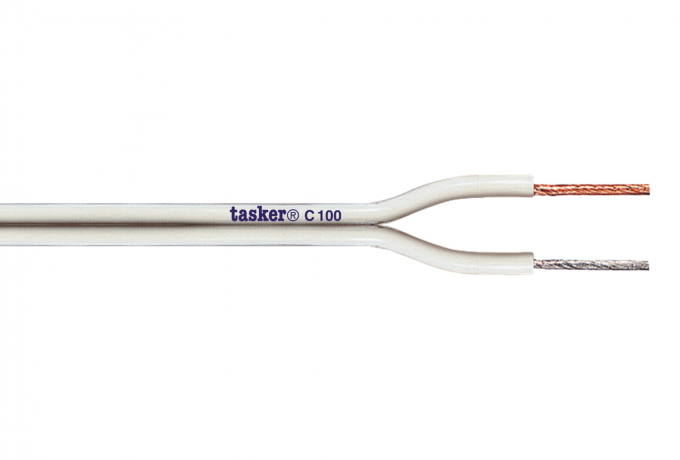 TASKER C100/1.5-VA - KAIUTINKAAPELI 2x1,50mm2 PVC 100m KELA VALKOINEN