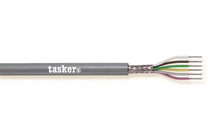 TASKER - C10015 MONINAPAINEN SUOJATTU KAAPELI 10x0,15 mm2 -  PVC 100 m KELA - HARMAA