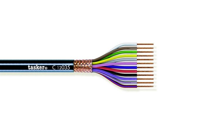 TASKER - C10035 MONINAPAINEN SUOJATTU KAAPELI 10x0,35 mm2 -  PVC CPR Eca + UKCA 100 m KELA - MUSTA