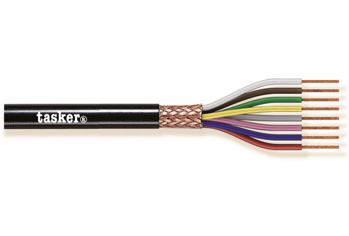 TASKER - C10050 MONINAPAINEN SUOJATTU KAAPELI 10x0,50 mm2 -  PVC CPR Eca + UKCA 100 m KELA - MUSTA