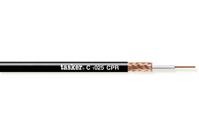 TASKER C1025 - YKSINAPAINEN SUOJATTU KAAPELI 1x0,25mm2 PVC CPR Eca + UKCA 100m KELA MUSTA