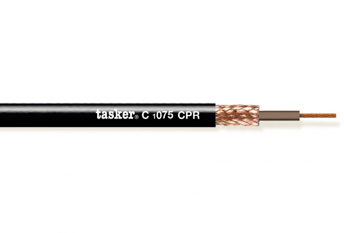 TASKER C1075 - YKSINAPAINEN SUOJATTU KAAPELI 1x0,75mm2 PVC CPR Eca + UKCA 100m KELA MUSTA