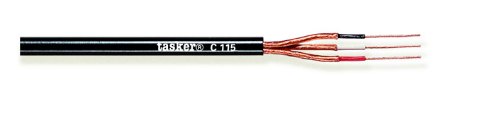 TASKER C115 - MONINAPAINEN SUOJATTU KAAPELI 3x0,14mm2 PVC 100m KELA MUSTA