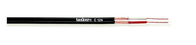 TASKER - C124 SUOJATTU AUDIOKAAPELI 2x0,12 mm2 -  PVC 100 m KELA - MUSTA
