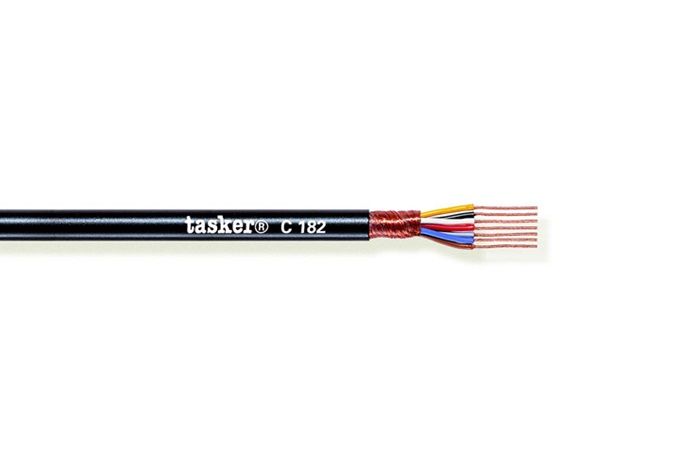 TASKER - C182 MONINAPAINEN SUOJATTU KAAPELI 7x0,25 mm2 -  PVC 100 m KELA - MUSTA