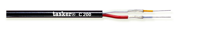 [C200] TASKER - C200 MONINAPAINEN SUOJATTU KAAPELI 2x0,08 mm2 -  PVC 100 m KELA - MUSTA