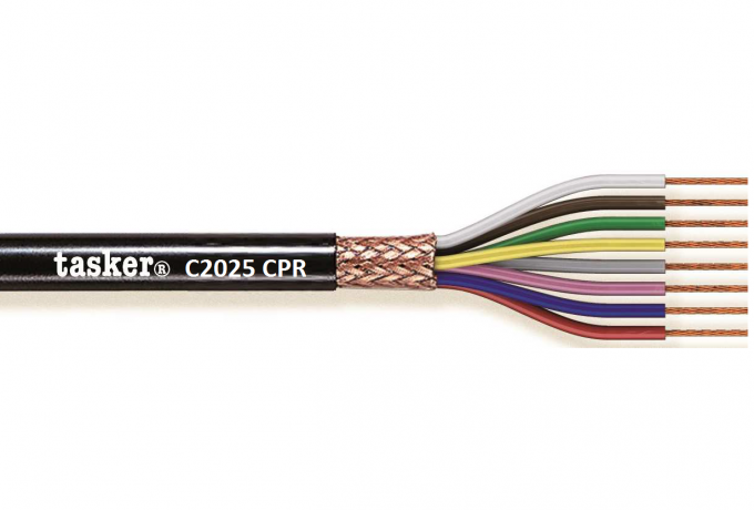 TASKER - C2025 MONINAPAINEN SUOJATTU KAAPELI 2x0,25 mm2 -  PVC CPR Eca + UKCA 100 m KELA - MUSTA