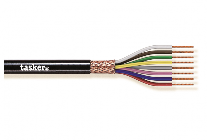 TASKER - C2035 MONINAPAINEN SUOJATTU KAAPELI 2x0,35 mm2 -  PVC CPR Eca + UKCA 100 m KELA - MUSTA