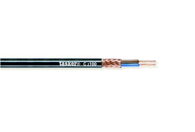 TASKER - C2100 MONINAPAINEN SUOJATTU KAAPELI 2x1,00 mm2 -  PVC CPR Eca + UKCA 100 m KELA - MUSTA