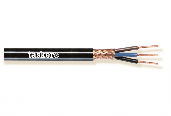 TASKER - C2150 MONINAPAINEN SUOJATTU KAAPELI 2x1,50 mm2 -  PVC CPR Eca + UKCA 100 m KELA - MUSTA